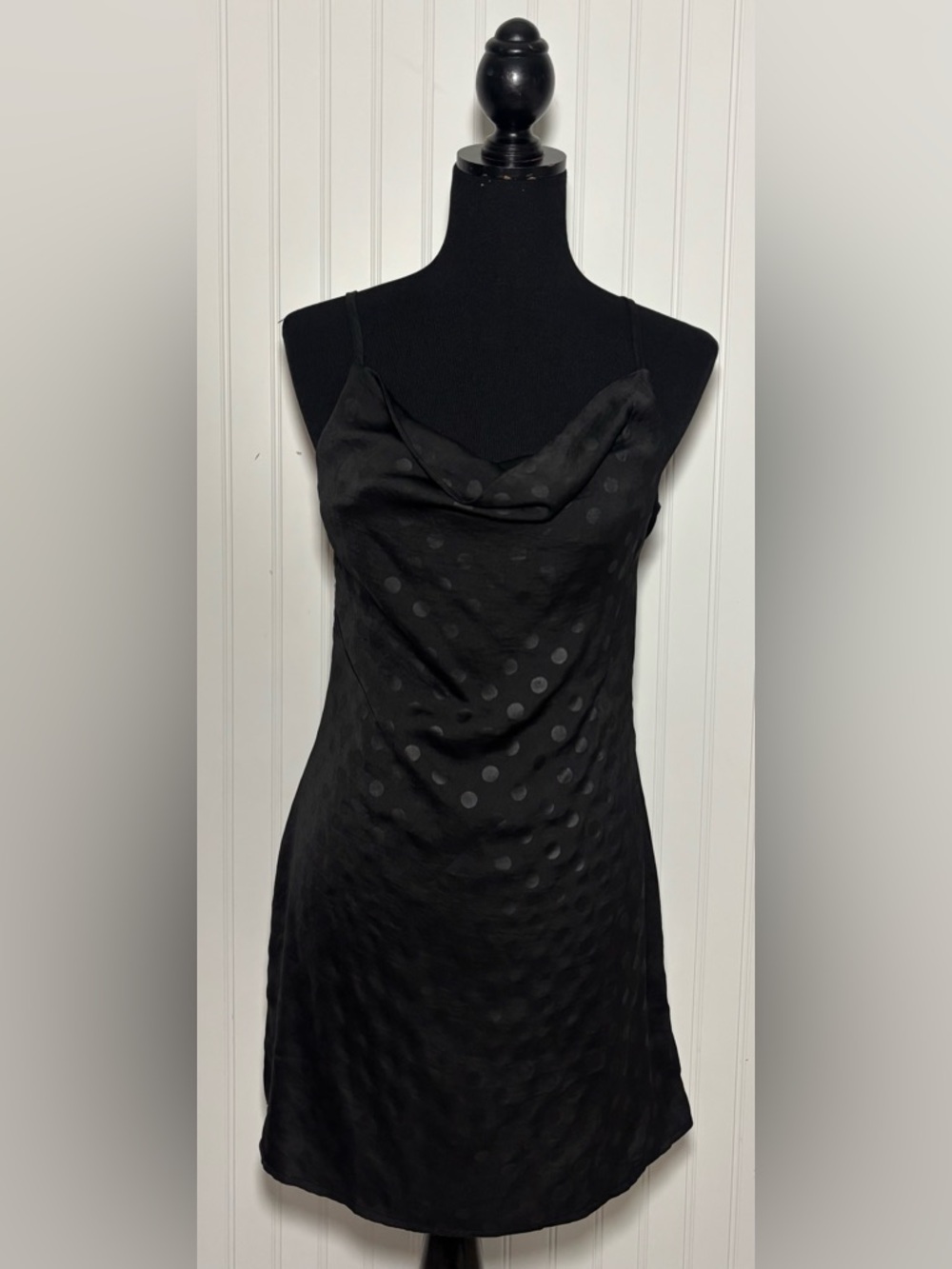 Nasty Gal Tell It Cowl It Is Dress Black Polka Dot Womens Size 6 Mini Cocktail